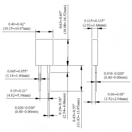 TO-220 Power Resistor - TR20 Series Dimensions