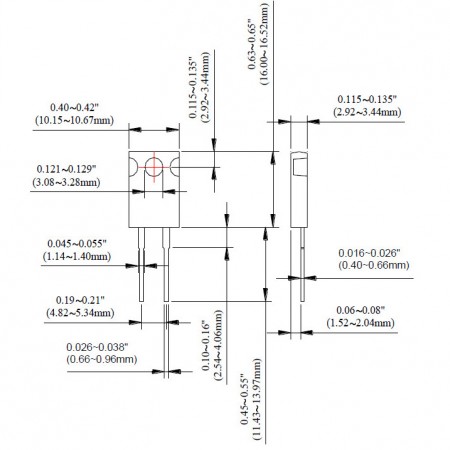 TO-220 Power Resistor - TR30 Series Dimensions