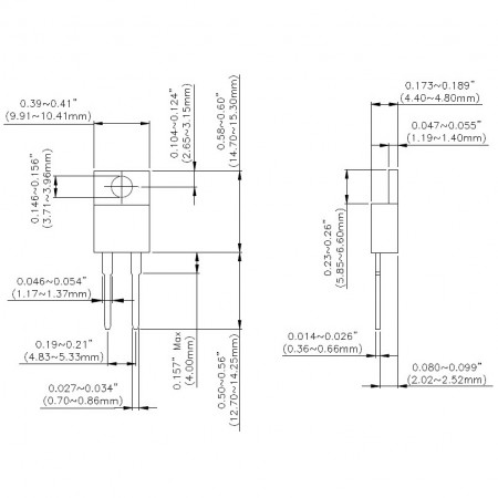 TO-220 Power Resistors - TR35 Series Dimensions