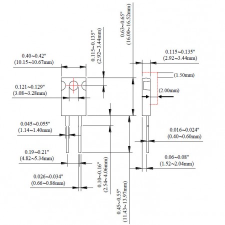 TO-220 Power Resistor - TR50-H Series Dimensions