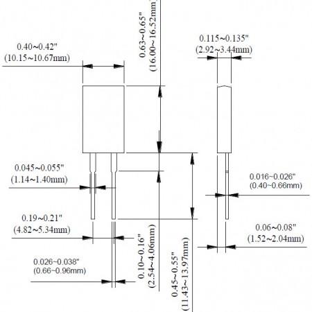 TO-220 Power Resistor - TR50 Series Dimensions